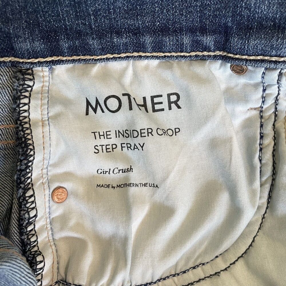 Mother Insider Crop Step Fray Girl Crush Denim Blue Jeans Women’s 25 *FLAWED - Picture 3 of 15